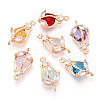 Brass Micro Pave Clear Cubic Zirconia and Glass Flower Pendants KK-T076-03KCG-1