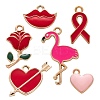 36Pcs 6 Style Valentine's Day Alloy Enamel Pendants ENAM-LS0001-72-2