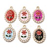 Alloy with Enamel and ABS Plastic Imitation Pearl Pendants FIND-Z111-06G-1