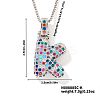 Brass Pave Colorful Cubic Zirconia Letter Pendant Box Chain Necklaces NU0575-37-1