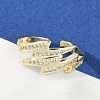 Brass Micro Pave Clear Cubic Zirconia Cuff Rings for Women RJEW-S400-02G-2