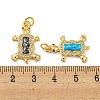 Turtle Brass Pendants Micro Pave Cubic Zirconia with Synthetic Opal KK-K356-09G-3