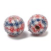 Spray Painted Wood European Beads with Rhinestone RESI-C038-03G-2