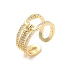 Brass Micro Pave Cubic Zirconia Open Cuff Rings RJEW-R146-05G-1