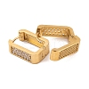 Rectangle 304 Stainless Steel Micro Pave Cubic Zirconia Hoop Earrings for Women LS-EJEW-E311-02G-2