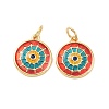 Flat Round Brass Micro Pave Cubic Zirconia Charms KK-G435-33G-02-2
