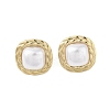 Square 316 Surgical Stainless Steel & CCB Imitation Pearl Stud Earrings for Women STAS-B063-02G-1