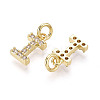 Brass Micro Pave Clear Cubic Zirconia Charms KK-N241-001I-2