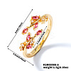 Exquisite Brass Cubic Zirconia Willow Leaf Cuff Rings for Women UN6923-6-1