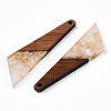 Transparent Resin & Walnut Wood Pendants RESI-N039-70-3