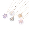Glass Beaded Flower Pendant Necklace with Satellite Chain NJEW-JN03843-1
