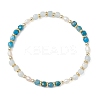 Natural Aquamarine & Natural Apatite  Cube Beaded Stretch Bracelets for Women BJEW-JB13390-02-2