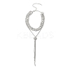 Brass Full Rhinestone Flat Round Tassel Y Necklaces for Women NJEW-M104-01S-02-2