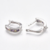Brass Micro Pave Cubic Zirconia Hoop Earring Findings with Latch Back Closure EJEW-S201-105-3
