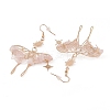 Natural Rose Quartz Gemstone Chips Dangle Earrings EJEW-S214-01C-2