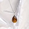 Natural Tiger Eye Teardrop Pendant Necklaces LS-PW-WG17918-05-1