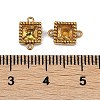 Ion Plating(IP) 304 Stainless Steel Cubic Zirconia Square Links Connector Charms STAS-K256-24G-09-3