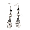Halloween Alloy Skull Dangle Earrings EJEW-K316-01A-AS-2
