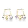 Two Tone Brass Round Ball Dangle Stud Earrings EJEW-N011-111-2