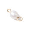 Natural Cultured Freshwater Pearl Rice Connector Charms PALLOY-JF04186-02-4