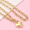 304 Stainless Steel Heart Pendant Cable Chain Necklaces for Women NJEW-C084-05G-4