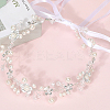 Polyester with Plastic Pearl and Acrylic Flower Hairband for Bride Wedding Bridal Veil Hair Accessories Hair Vine OHAR-WH20010-04S-7