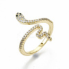 Brass Micro Pave Clear Cubic Zirconia Cuff Rings LS-RJEW-S045-046G-NR-1