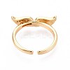 Brass Micro Pave Cubic Zirconia Cuff Rings for Women KK-T071-59G-3
