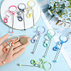 10Pcs 10 Colors Gradient Color Alloy Beadable Bar Keychain for DIY Crafts Jewelry Making KEYC-SC0001-19-3