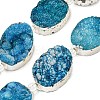 Silver Plated Dyed Oval Natural Drusy Quartz Crystal Beads Strands G-F144-01-S-1