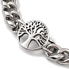 Ion Plating(IP) 304 Stainless Steel Tree of Life Link Chain Bracelets for Men BJEW-B096-43AS-2