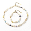 ABS Imitation Pearl & Natural Mixed Gemstone Chips Beaded Necklace & Bracelet SJEW-JS01242-1