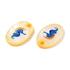 Natural Freshwater Shell Double Face Printed Oval Charms SHEL-T020-05M-4