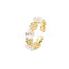 Flower Brass Micro Pave Clear Cubic Zirconia Cuff Rings for Women FS-WG9A424-01-5