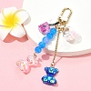 Bear Resin & Glass Pendant Decoration HJEW-YW00063-02-1