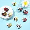 10 Bags Spray Painted Alloy Red and Black Enamel Split Pendants FIND-FS0004-21-8