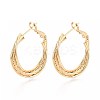 Twist Brass Hoop Earrings EJEW-T047-99G-4