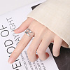 Criss Cross Rhodium Plated 925 Sterling Silver Adjustable Rings FS-WG76C09-01-3