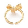 Brass Bowknot Open Cuff Ring for Women RJEW-C102-15GP-3
