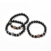 Energy Natural Black Stone Stretch Bracelets Set for Men Women BJEW-JB06722-1
