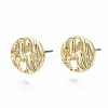 Rack Plating Hammered Alloy Stud Earring Findings PALLOY-N155-69-NR-1