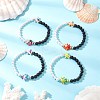 4Pcs 4 Colors Natural Lava Rock & Synthetic Turquoise Beaded Stretch Bracelets BJEW-JB11880-1