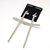 Trendy Women's Sparkling Dangling Alloy Crystal Rhinestone Cross Pendant Earrings EJEW-L072-01-1