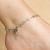Tibetan Style Flower Alloy Link Chain Heart Charm Anklets for Women FS-WG81CB1-01-1