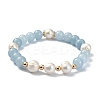 Natural Quartz & Pearl Beaded Stretch Bracelet for Women BJEW-JB09384-04-1