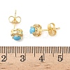 Round Brass Micro Pave Clear Cubic Zirconia Stud Earrings EJEW-Z144-13G-5