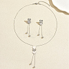 201 Stainless Steel Heart Lariat Necklace & Earrings Set for Women AF6640-5
