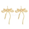 Bowknot Brass Pave Clear Cubic Zirconia Stud Earrings for Women EJEW-S216-02C-G-1