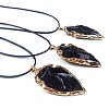 Black Obsidian Arrowhead Pendant Natural Stone Irregular Shield Necklace Jewelry CV2982-1-2