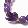 Natural Amethyst Moon and Star Beaded Stretch Bracelet for Women G-G997-C03-3